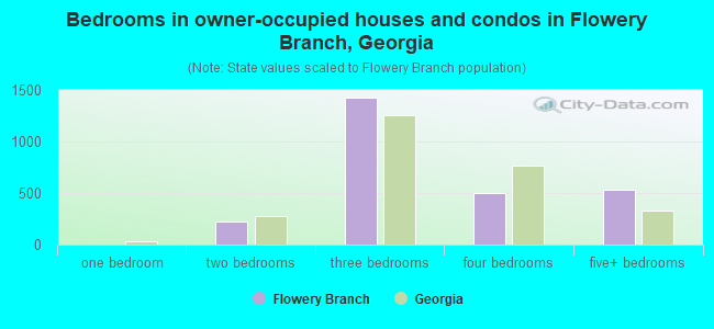 Bedrooms in owner-occupied houses and condos in Flowery Branch, Georgia