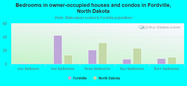 Bedrooms in owner-occupied houses and condos in Fordville, North Dakota