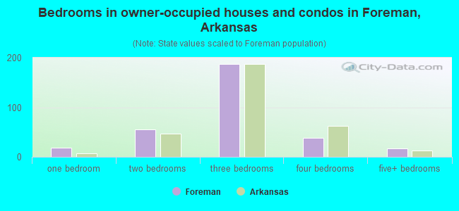 Bedrooms in owner-occupied houses and condos in Foreman, Arkansas