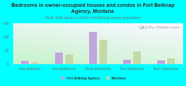 Bedrooms in owner-occupied houses and condos in Fort Belknap Agency, Montana