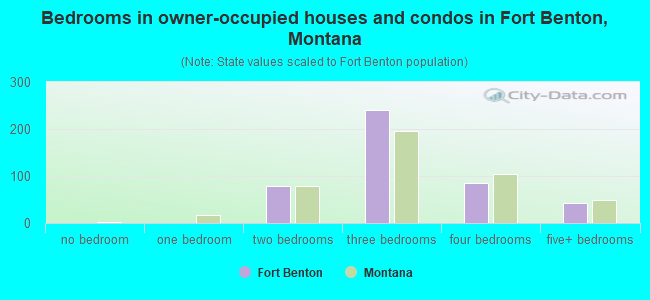 Bedrooms in owner-occupied houses and condos in Fort Benton, Montana