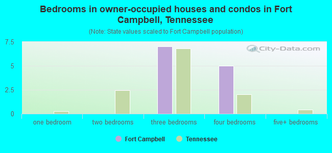 Bedrooms in owner-occupied houses and condos in Fort Campbell, Tennessee