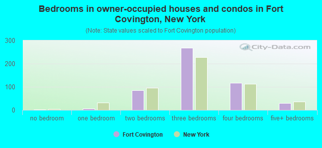 Bedrooms in owner-occupied houses and condos in Fort Covington, New York