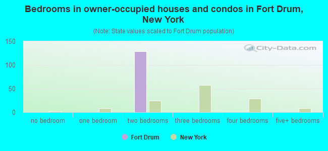Bedrooms in owner-occupied houses and condos in Fort Drum, New York