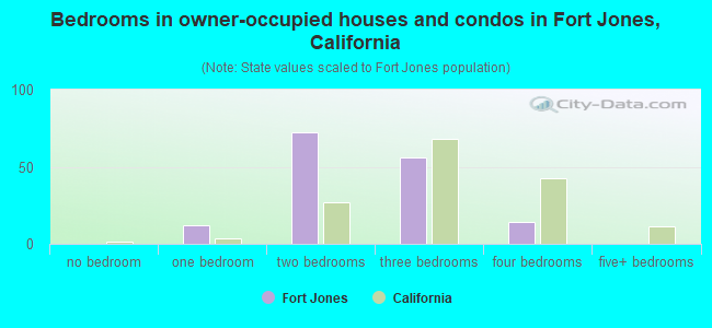 Bedrooms in owner-occupied houses and condos in Fort Jones, California