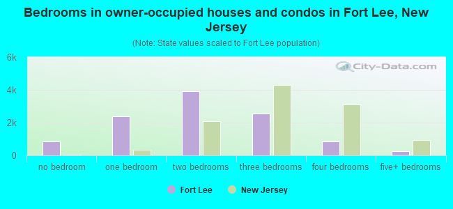 Bedrooms in owner-occupied houses and condos in Fort Lee, New Jersey