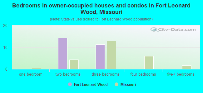 Bedrooms in owner-occupied houses and condos in Fort Leonard Wood, Missouri