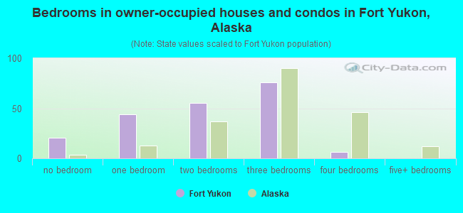 Bedrooms in owner-occupied houses and condos in Fort Yukon, Alaska
