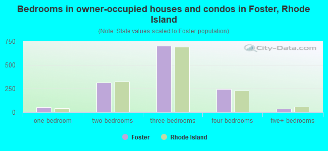 Bedrooms in owner-occupied houses and condos in Foster, Rhode Island