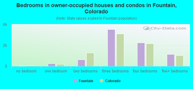 Bedrooms in owner-occupied houses and condos in Fountain, Colorado