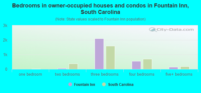 Bedrooms in owner-occupied houses and condos in Fountain Inn, South Carolina
