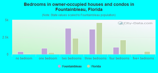 Bedrooms in owner-occupied houses and condos in Fountainbleau, Florida