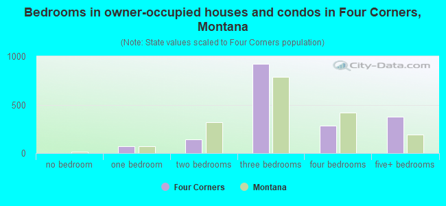 Bedrooms in owner-occupied houses and condos in Four Corners, Montana