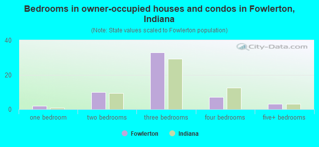 Bedrooms in owner-occupied houses and condos in Fowlerton, Indiana
