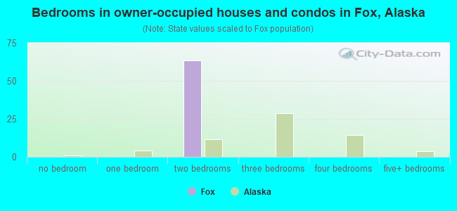 Bedrooms in owner-occupied houses and condos in Fox, Alaska