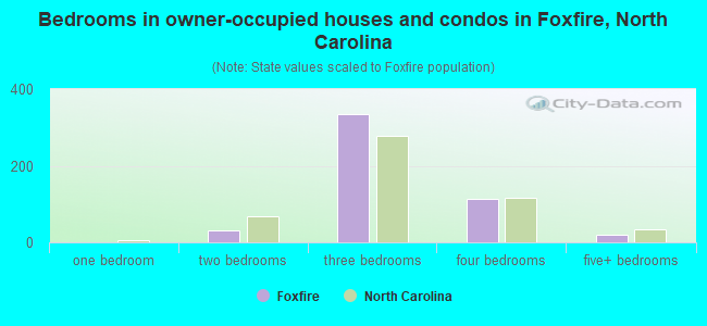Bedrooms in owner-occupied houses and condos in Foxfire, North Carolina