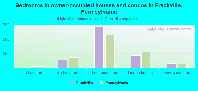 Bedrooms in owner-occupied houses and condos in Frackville, Pennsylvania