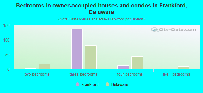 Bedrooms in owner-occupied houses and condos in Frankford, Delaware