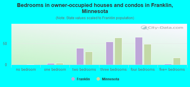 Bedrooms in owner-occupied houses and condos in Franklin, Minnesota