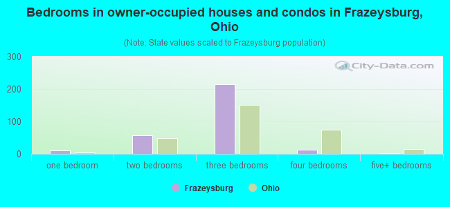 Bedrooms in owner-occupied houses and condos in Frazeysburg, Ohio