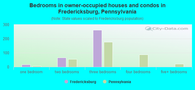 Bedrooms in owner-occupied houses and condos in Fredericksburg, Pennsylvania