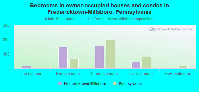 Bedrooms in owner-occupied houses and condos in Fredericktown-Millsboro, Pennsylvania