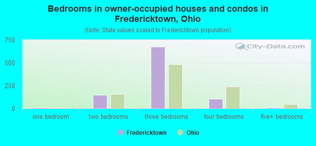 Bedrooms in owner-occupied houses and condos in Fredericktown, Ohio