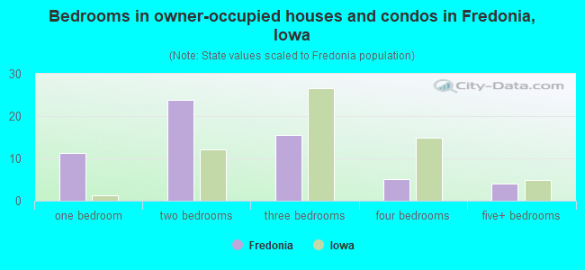 Bedrooms in owner-occupied houses and condos in Fredonia, Iowa