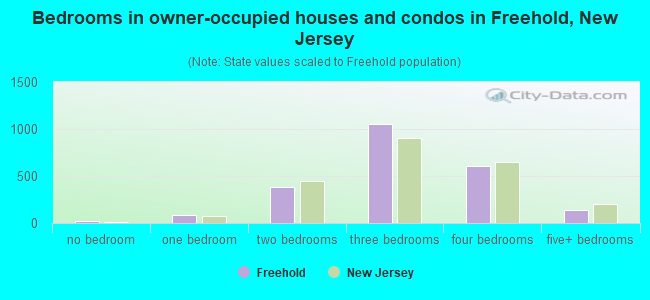 Bedrooms in owner-occupied houses and condos in Freehold, New Jersey