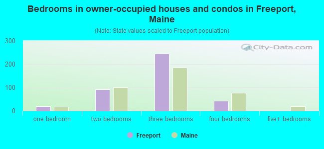 Bedrooms in owner-occupied houses and condos in Freeport, Maine