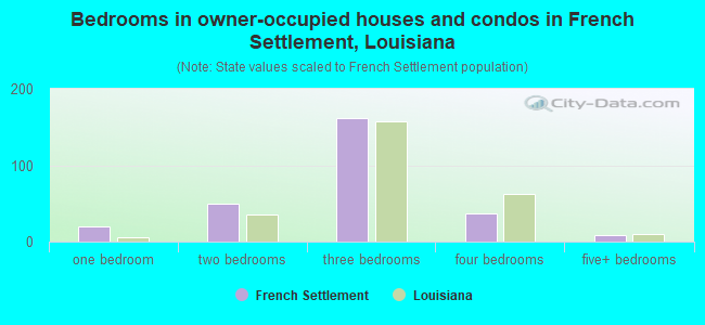Bedrooms in owner-occupied houses and condos in French Settlement, Louisiana