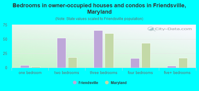 Bedrooms in owner-occupied houses and condos in Friendsville, Maryland