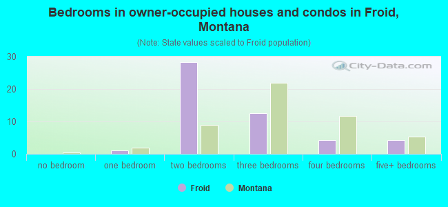 Bedrooms in owner-occupied houses and condos in Froid, Montana