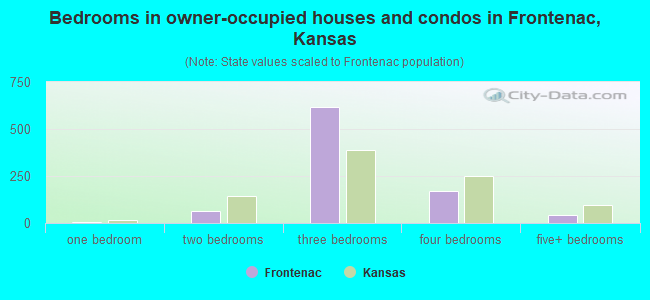 Bedrooms in owner-occupied houses and condos in Frontenac, Kansas