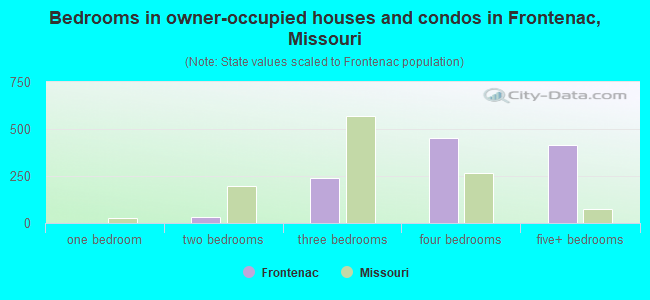 Bedrooms in owner-occupied houses and condos in Frontenac, Missouri