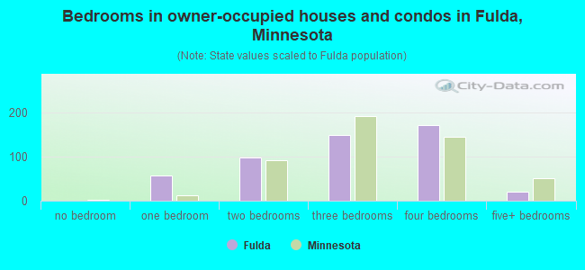 Bedrooms in owner-occupied houses and condos in Fulda, Minnesota