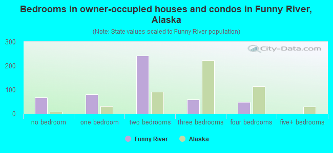 Bedrooms in owner-occupied houses and condos in Funny River, Alaska