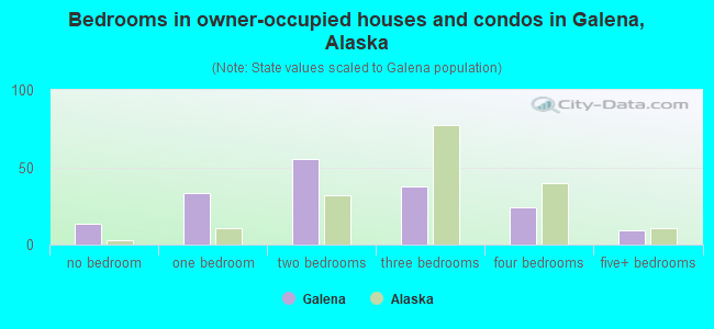 Bedrooms in owner-occupied houses and condos in Galena, Alaska