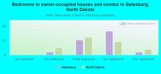 Bedrooms in owner-occupied houses and condos in Galesburg, North Dakota