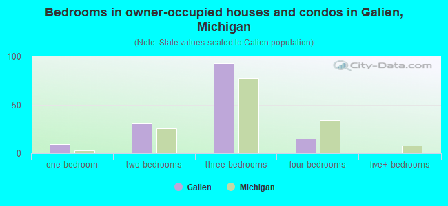 Bedrooms in owner-occupied houses and condos in Galien, Michigan