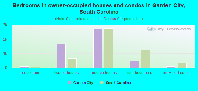 Bedrooms in owner-occupied houses and condos in Garden City, South Carolina