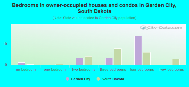 Bedrooms in owner-occupied houses and condos in Garden City, South Dakota