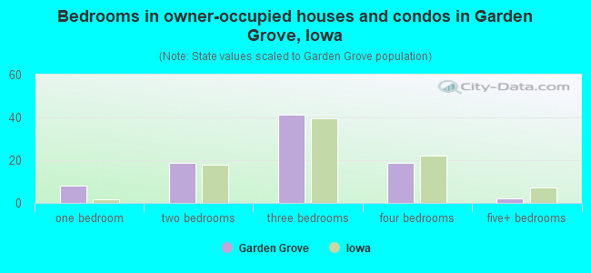 Bedrooms in owner-occupied houses and condos in Garden Grove, Iowa