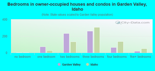 Bedrooms in owner-occupied houses and condos in Garden Valley, Idaho