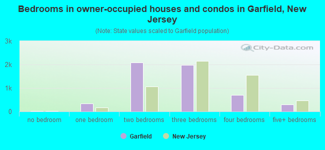 Bedrooms in owner-occupied houses and condos in Garfield, New Jersey