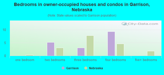 Bedrooms in owner-occupied houses and condos in Garrison, Nebraska