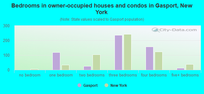 Bedrooms in owner-occupied houses and condos in Gasport, New York