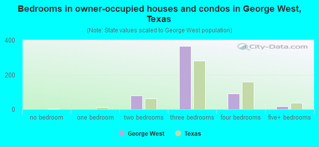 Bedrooms in owner-occupied houses and condos in George West, Texas