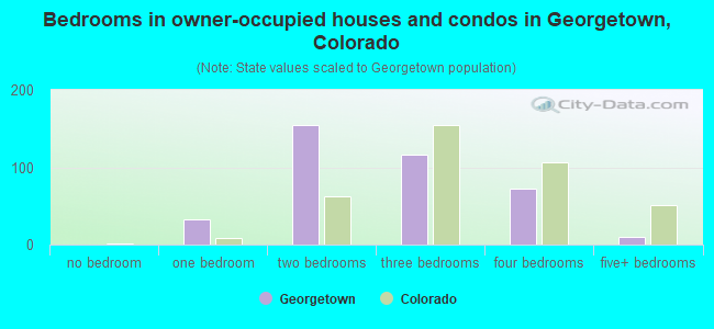 Bedrooms in owner-occupied houses and condos in Georgetown, Colorado