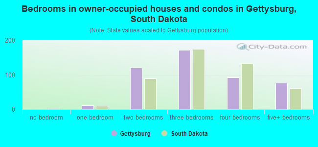 Bedrooms in owner-occupied houses and condos in Gettysburg, South Dakota